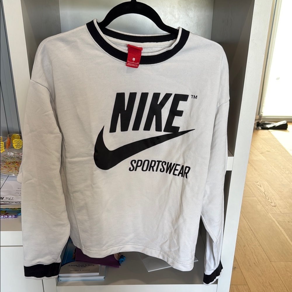 Nike White and Black Sportswear Sweatshirt